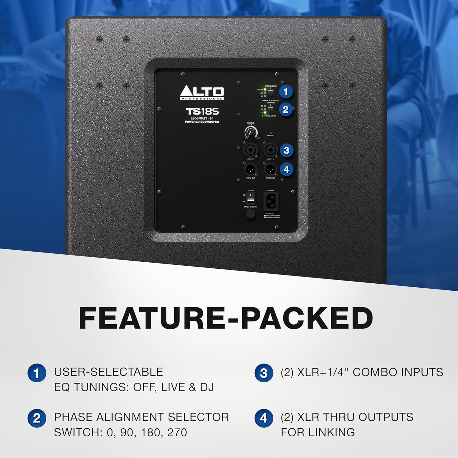 ALTO TS18S - 2500W 18" Subwoofer, Powered PA Speaker with 6 Selectable DSP Modes, Easy Setup, 137 dB, 3" Voice Coil, Superior Bass - Image 6