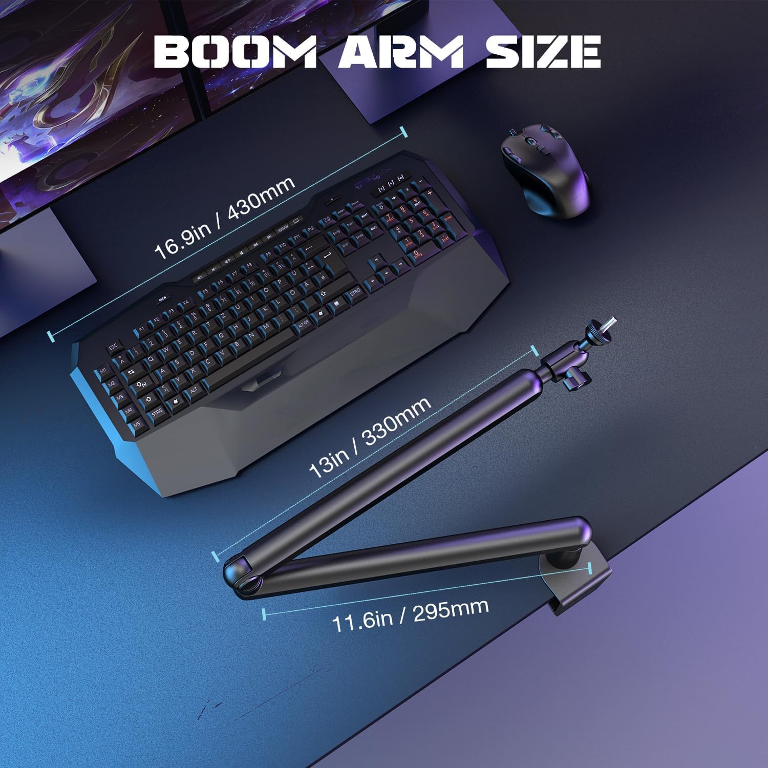 FIFINE Microphone Boom Arm, Low Profile Adjustable Stick Microphone Arm Stand with Desk Mount Clamp, Screw Adapter, Cable Management, for Podcast Streaming Gaming Studio-BM88 - Image 7