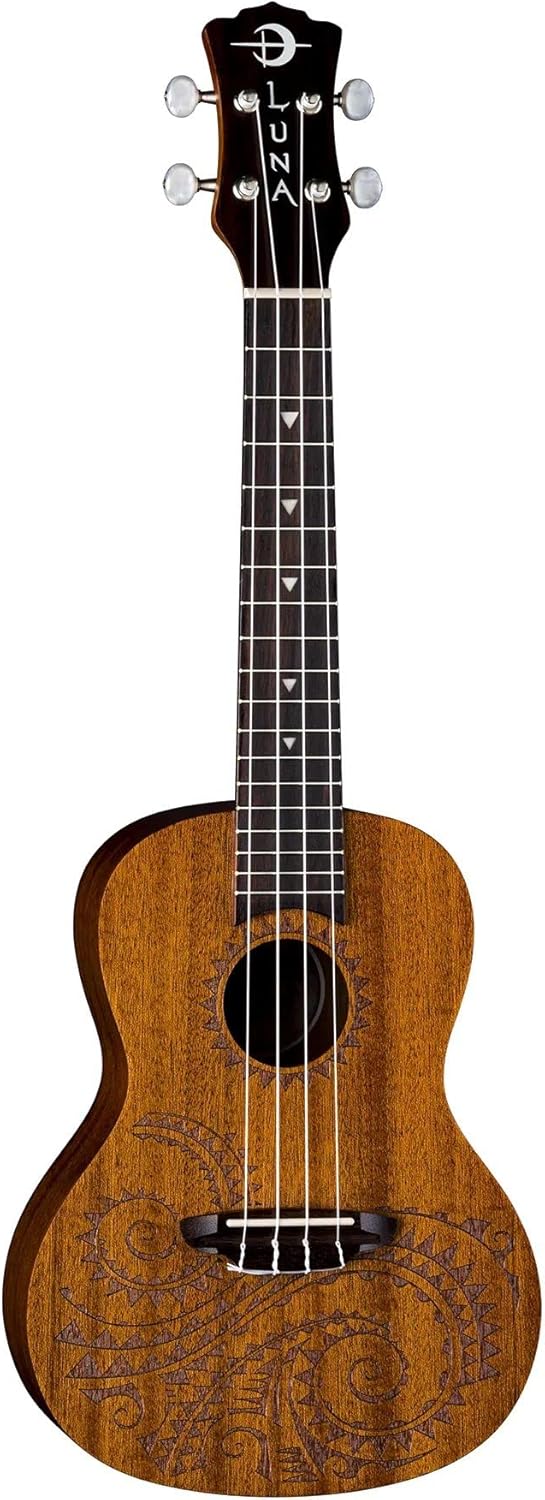 Tattoo Concert Mahogany Ukulele with Gig Bag, Satin Natural