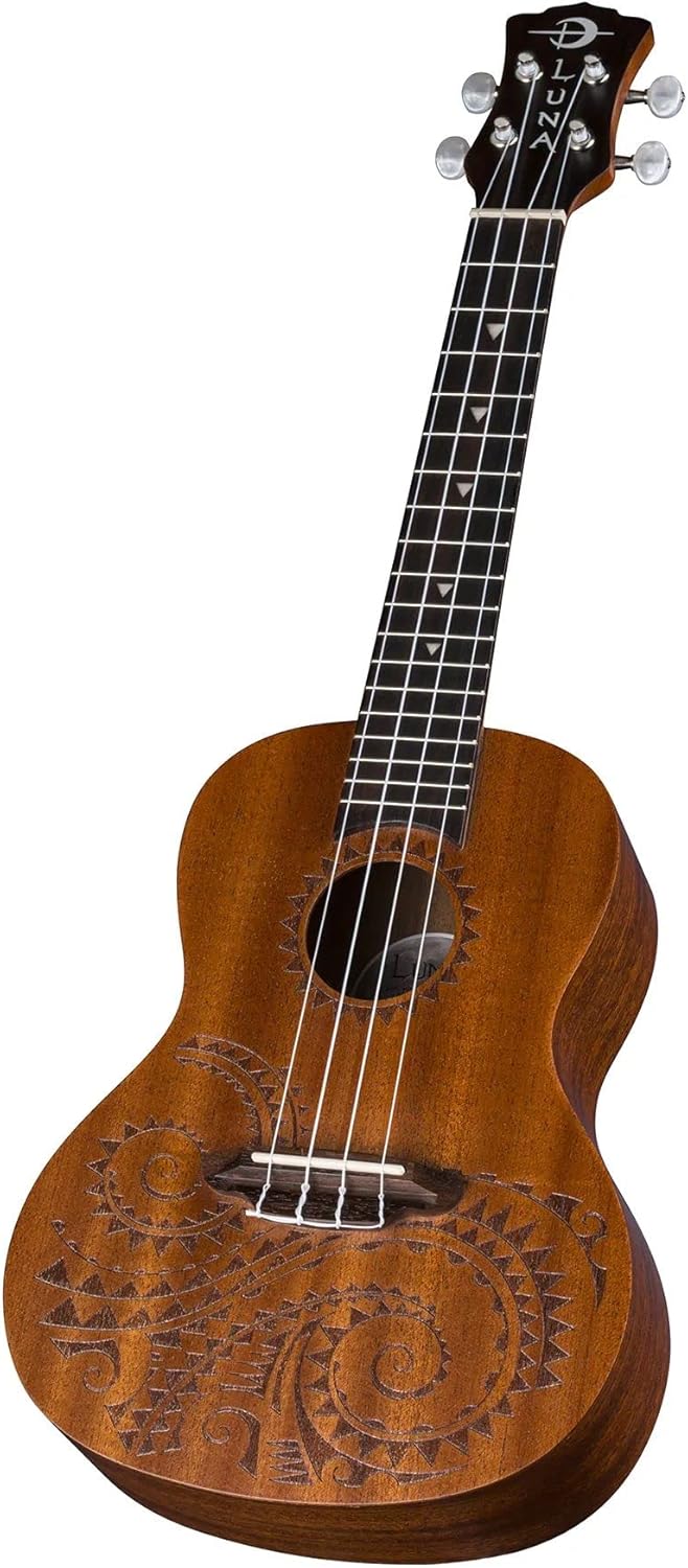 Tattoo Concert Mahogany Ukulele with Gig Bag, Satin Natural - Image 3