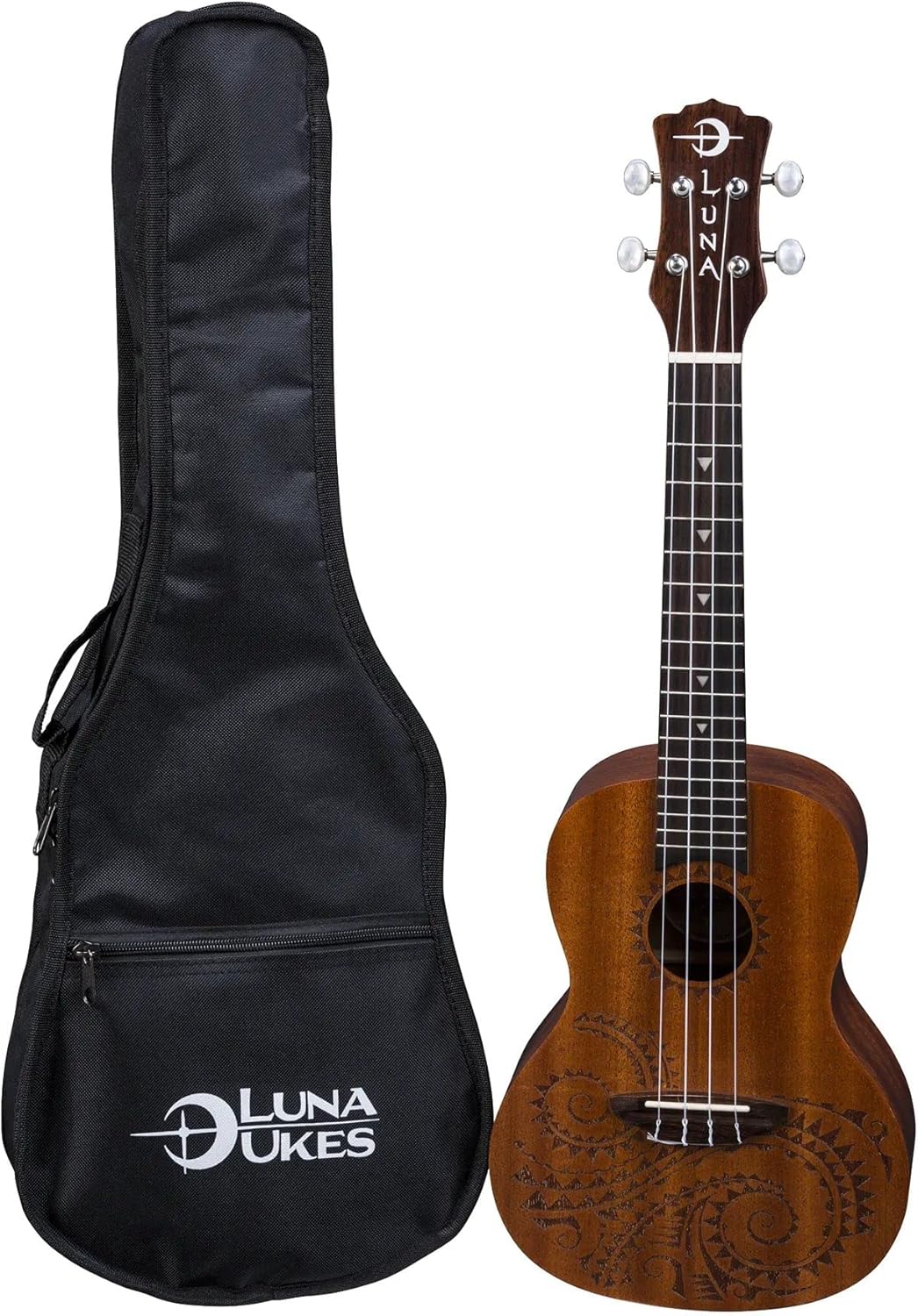 Tattoo Concert Mahogany Ukulele with Gig Bag, Satin Natural - Image 5