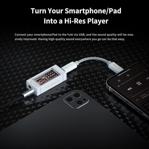 aune Yuki Portable DAC with Headphone Amp,Completely Separate DAC and AMP Ceramic Substrate Structure,32bit/768k DSD256 USB C Dongle with 3.5mm 4.4mm Output High-Res Lossless for Smartphone PC Laptops - Image 4