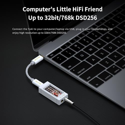aune Yuki Portable DAC with Headphone Amp,Completely Separate DAC and AMP Ceramic Substrate Structure,32bit/768k DSD256 USB C Dongle with 3.5mm 4.4mm Output High-Res Lossless for Smartphone PC Laptops - Image 5