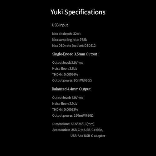 aune Yuki Portable DAC with Headphone Amp,Completely Separate DAC and AMP Ceramic Substrate Structure,32bit/768k DSD256 USB C Dongle with 3.5mm 4.4mm Output High-Res Lossless for Smartphone PC Laptops - Image 6