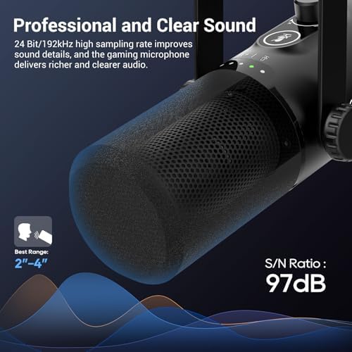 FDUCE USB/XLR Gaming Microphone kit, Dynamic PC Mic for Podcasting Streaming, Computer RGB Mic Kit with Desktop Stand, Mute Button and Headphone Jack, for Recording, Vocal Voice-Over (D30) - Image 2