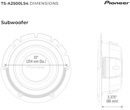 PIONEER A-Series TS-A2500LS4 10” Subwoofer – 1200W Max, Shallow-Mount Design, Deep Bass in Tight Spaces - Image 6
