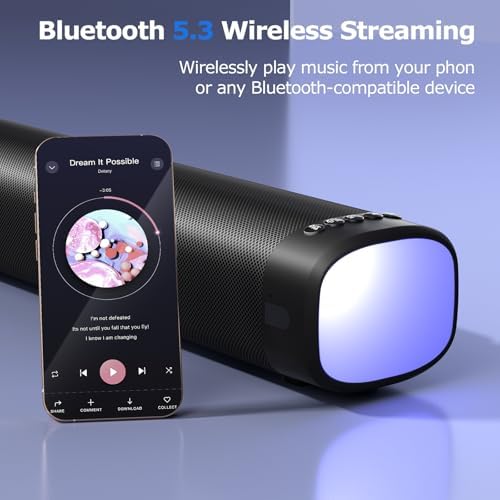 Sound Bar for Smart TV, 100W Sound Bar with 3 Dynamic RGB Lights,Bluetooth 5.3, ARC/Opt/AUX Connect, Dynamic Volume 3 Equalizer Modes,2 in 1 Detachable Soundbar for TV/PC/Gaming/Projectors - Image 4